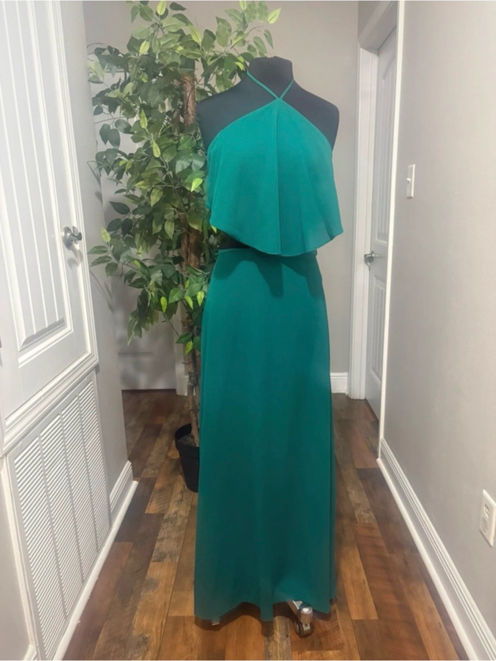 Gianni Bini Teal Backless Halter Maxi Dress - Picture 2 of 6